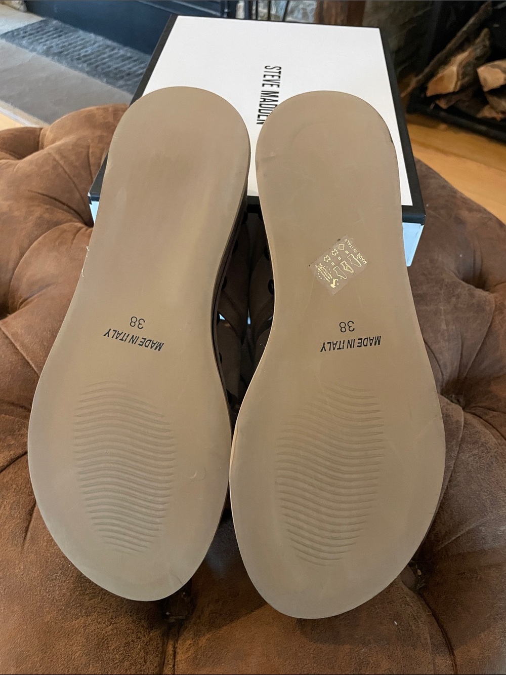 Steve Madden Taupe Suede Studded Platform Slide Mules - Picture 6 of 7